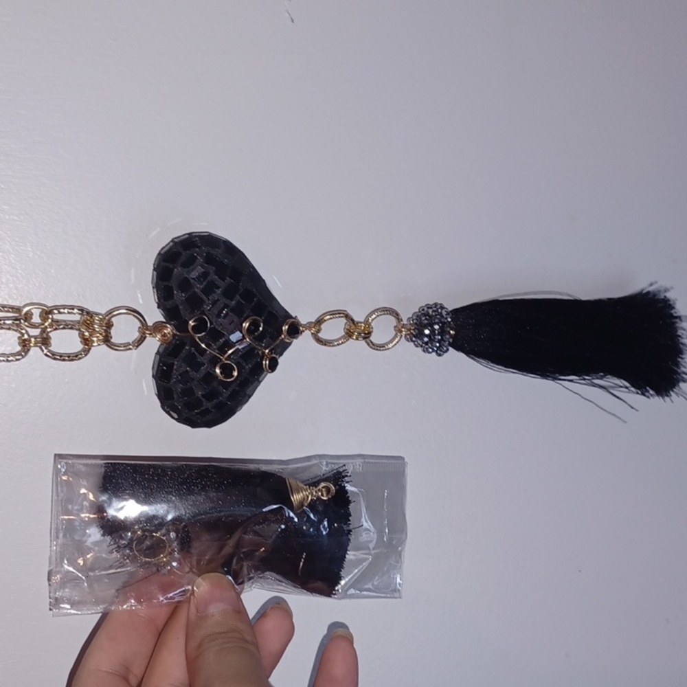 BLACK STONE HEART JEWELRY SET